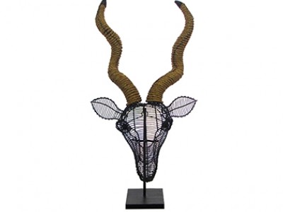 Kudu 55cm Wall Hanging - Black - Hessian Rope